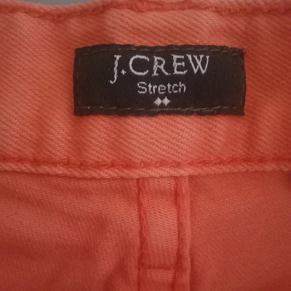 J. Crew Bright Melon Orange Stretch Button Fly Denim Hipslung Shorts Size 4 - Picture 7 of 9